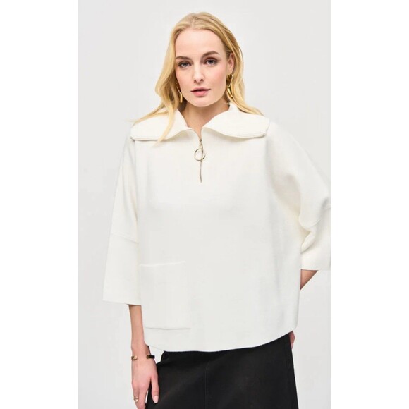 JOSEPH RIBKOFF OVERSIZED CUTAWAY DOLMAN TOP  VANILLA Size M - Picture 1 of 14